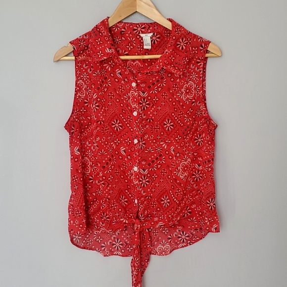 Tops - Cap-Sleeve Button-Up - Women